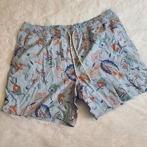 J crew Mens sz Large Swim Trunks Fishing Themed
